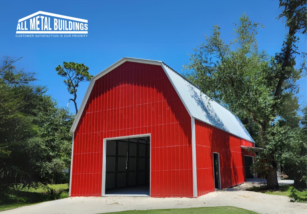 Red Barn-Style Metal Building